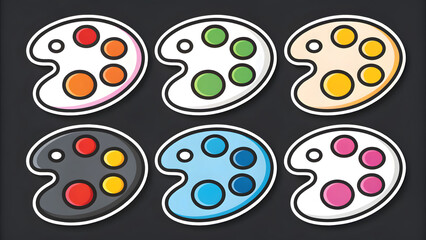Set sticker designs paint palette