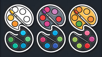 Set sticker designs paint palette