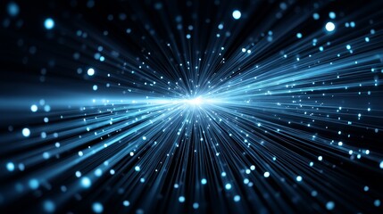 Naklejka premium Abstract High Speed Optic Fiber Network - Futuristic technology, speed, data stream, network connection, bright light. Symbolizing innovation, communication, progress, connectivity and speed