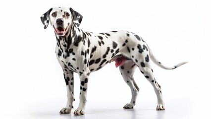 Playful Dalmatian Dog Isolated on White Background - Panoramic Stock Photo