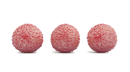 Three small red fruits with white spots