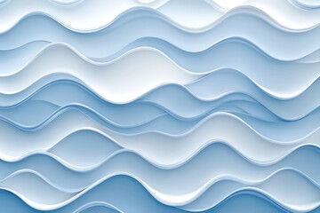 Fototapeta premium Abstract design of layered, undulating blue and white waves.