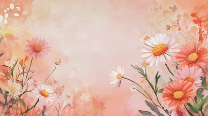 Elegant wedding invitation card background . Minimal hand painted watercolor Chamomile flowers texture template background. Design for wedding, vip cover, poster, rsvp moderncard.Valentine's Day