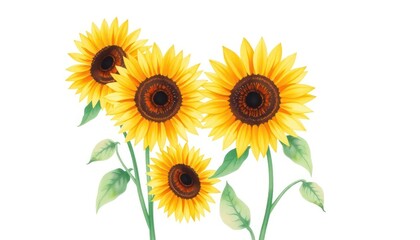 Fototapeta premium Four sunflowers in a cluster