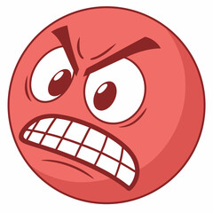 Flat Angry Emoji Vector Illustration