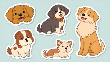 Fototapeta premium Set die cut sticker designs dogs