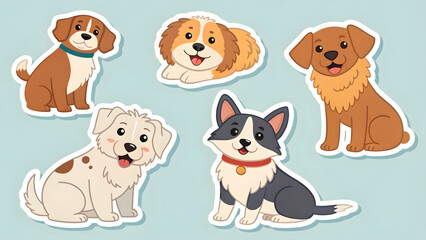 Fototapeta premium Set die cut sticker designs dogs