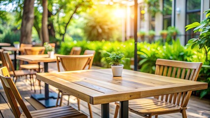 Fototapeta premium Outdoor Cafe Seating with Sunlight