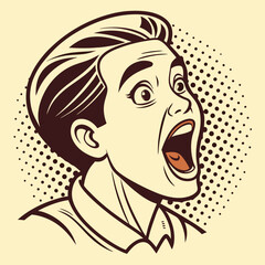 Shocked Emoji – Pop Art Halftone Face