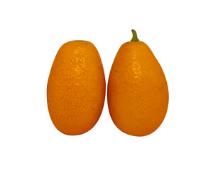 Two kumquat fruits isolated on transparent background.