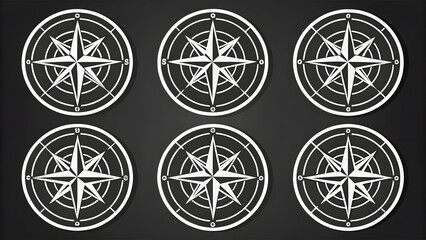 Set die sticker designs compasses with