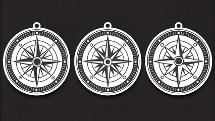 Set die sticker designs compasses with