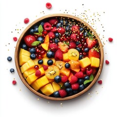 A sparkling and refreshing collection of diverse fruits, isolated white.