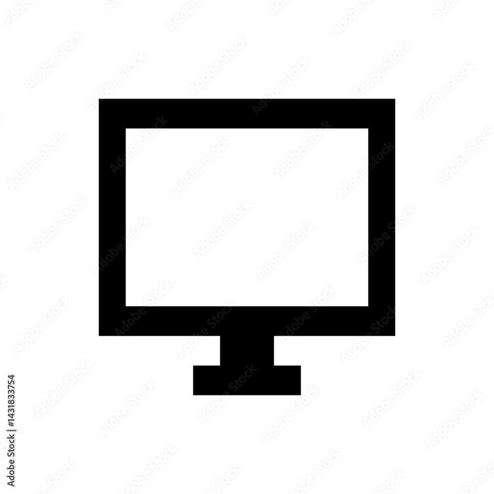 Poster simple black and white computer monitor icon with a rectangular screen and a stand design graphic im