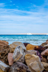 Tropical beach with a clear blue sea in the background - Red Sea Egypt