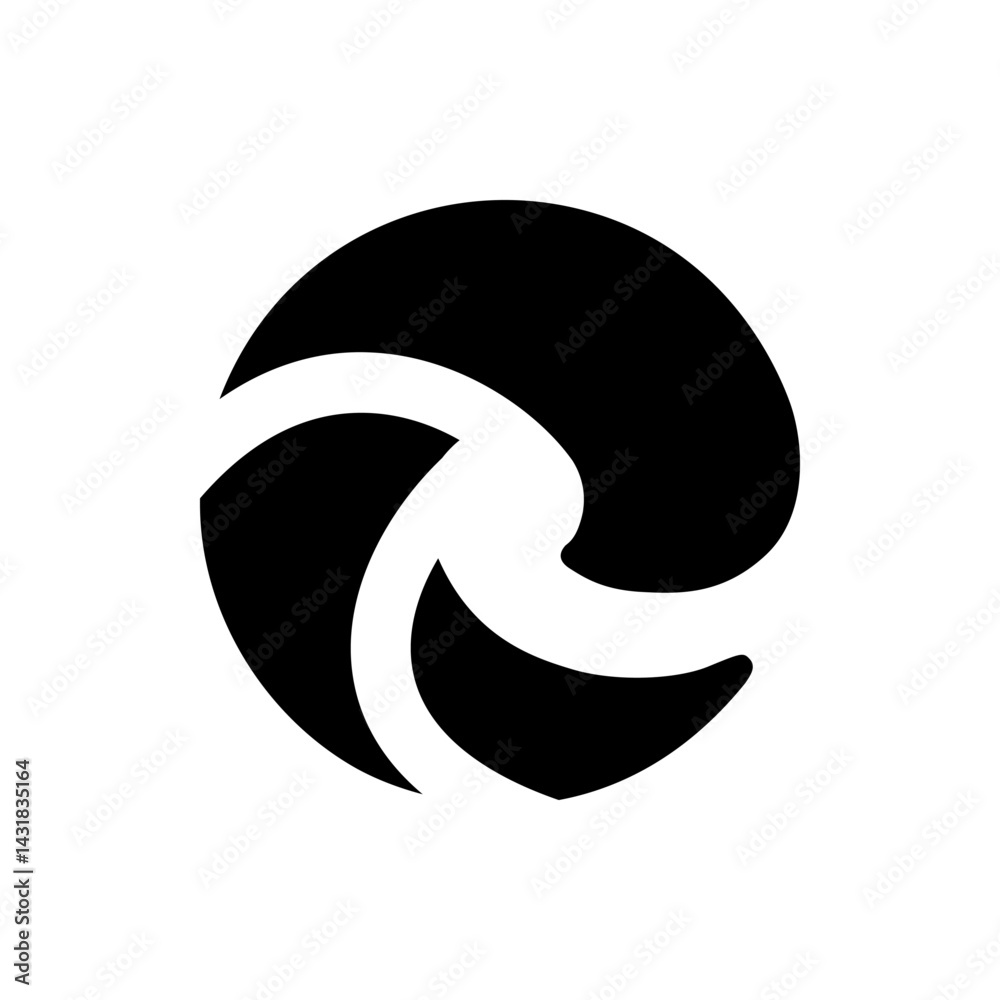Poster abstract circular design featuring curved shapes in black and white creating a dynamic composition