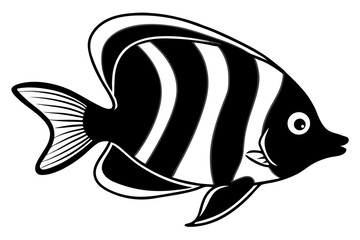 Sea Fish Vector Line Art – Cute Cartoon Clipart, Logo Icon, Minimal Illustration on White Background