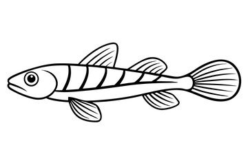 Sea Fish Vector Line Art – Cute Cartoon Clipart, Logo Icon, Minimal Illustration on White Background