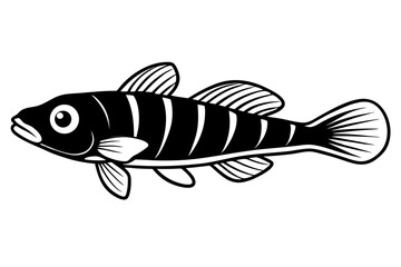 Sea Fish Vector Line Art – Cute Cartoon Clipart, Logo Icon, Minimal Illustration on White Background