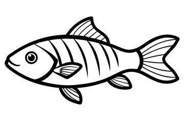 Sea Fish Vector Line Art – Cute Cartoon Clipart, Logo Icon, Minimal Illustration on White Background