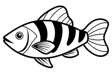 Sea Fish Vector Line Art – Cute Cartoon Clipart, Logo Icon, Minimal Illustration on White Background