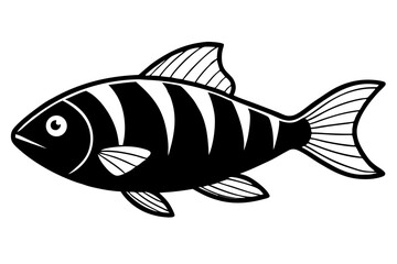 Sea Fish Vector Line Art – Cute Cartoon Clipart, Logo Icon, Minimal Illustration on White Background