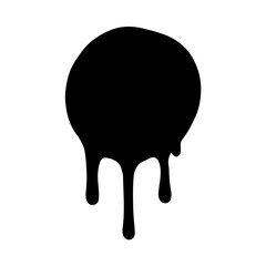 Simple vector illustration of a black paint drip blot shape on a clean white background, ideal for design or graphic effects.