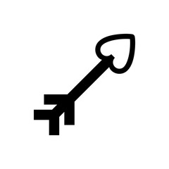 An arrow with a heart shaped point and a double fletching in black on a white background image art