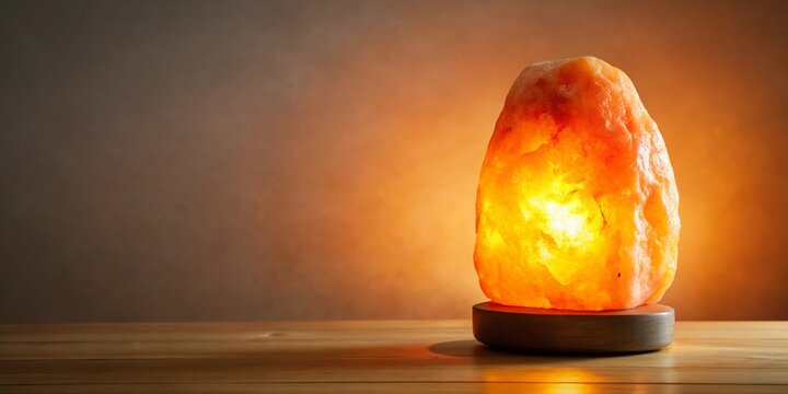 Relaxing Orange Salt Lamp with Sun Rays & Shadows - Home Decor & Lithotherapy