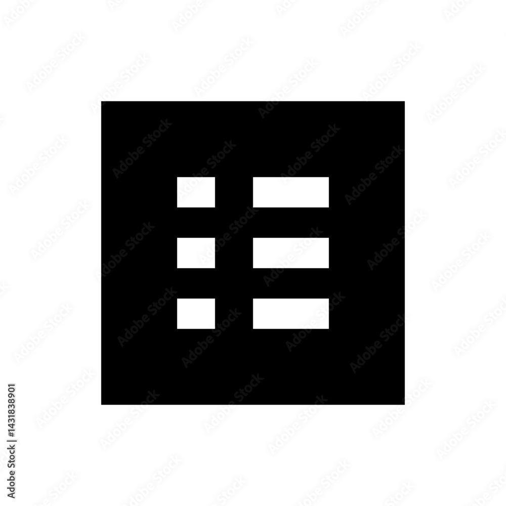 Poster abstract black square design with white rectangular and square shapes arranged geometrically inside 