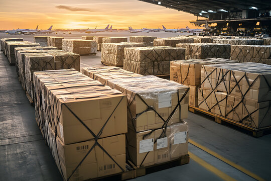 cargo parcels being shipped at the airport