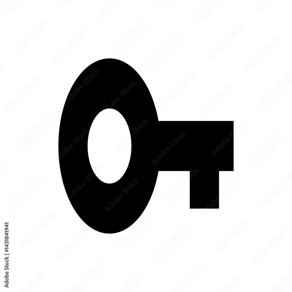 Poster simple black key with circular head and rectangular shaft on a white background security item image