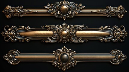 Ornate metallic decorative borders showcasing intricate designs and textures