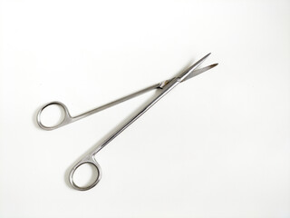 surgical scissors on white background