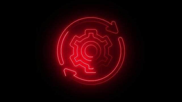 System Update Icon in Video HD Neon Animation &ndash; Software and Technology Upgrade Symbol with Dynamic Glow on Black Background