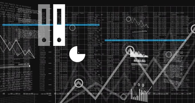 Pie chart pulsing while surrounding code columns and chart overlays updating in dark flat interface