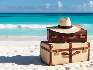 suitcase on the beach