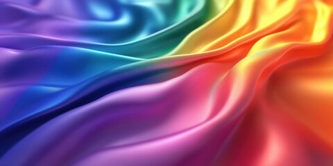 Obraz premium Colorful silky fabric waves created by subtle folds in a rainbow spectrum during bright daylight hours