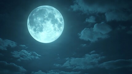 Fototapeta premium Full moon, night sky, clouds (1)