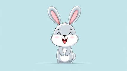 Obraz premium Happy Bunny Illustration - Adorable cartoon bunny rabbit with a cheerful expression, perfect for children's books, greeting cards, or websites