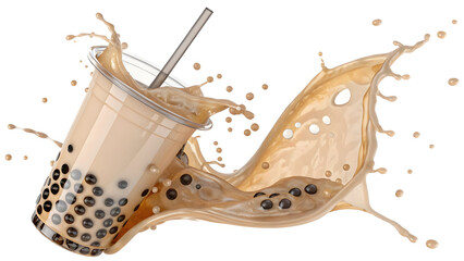 Boba tea fabric style whit