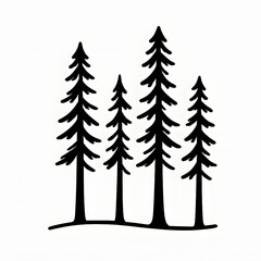 Obraz premium Tall pine trees standing together on a gentle hill showcasing natural beauty and simplicity in a minimalist design