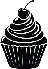 Cupcake Silhouette Black Vector