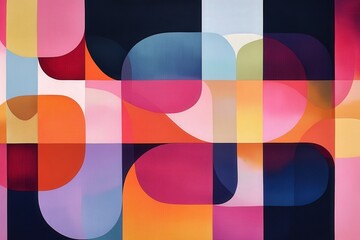 Obraz premium Abstract geometric design with vibrant overlapping shapes.