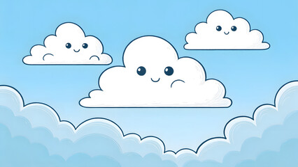 Style white clouds set simple cloud