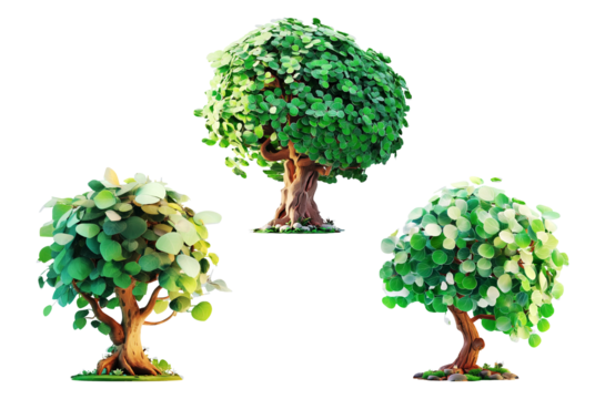 Stylized green trees nature element collection design