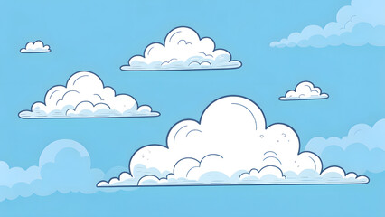 Style white clouds set simple cloud