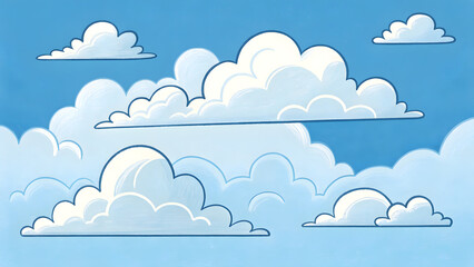 Style white clouds set simple cloud