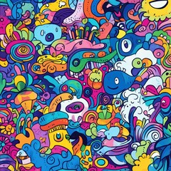 Obraz premium A colorful and detailed abstract doodle art illustration on display