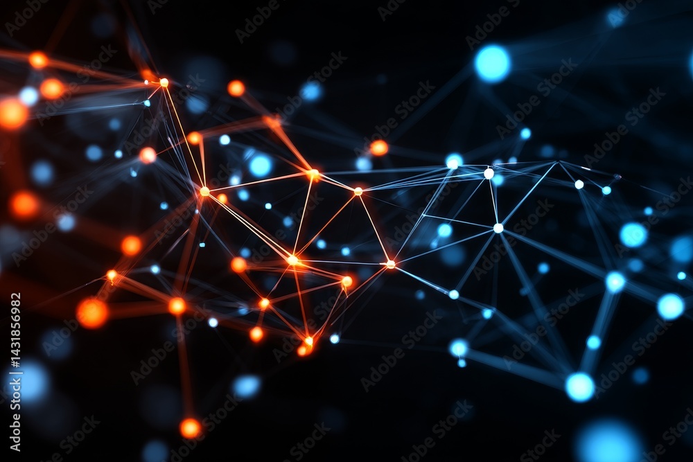 Poster network connections abstract - abstract of interconnected nodes and lines, representing network conn